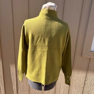 Tahari Womens Jewel Button Moss Green Mock Neck Knit Sweater